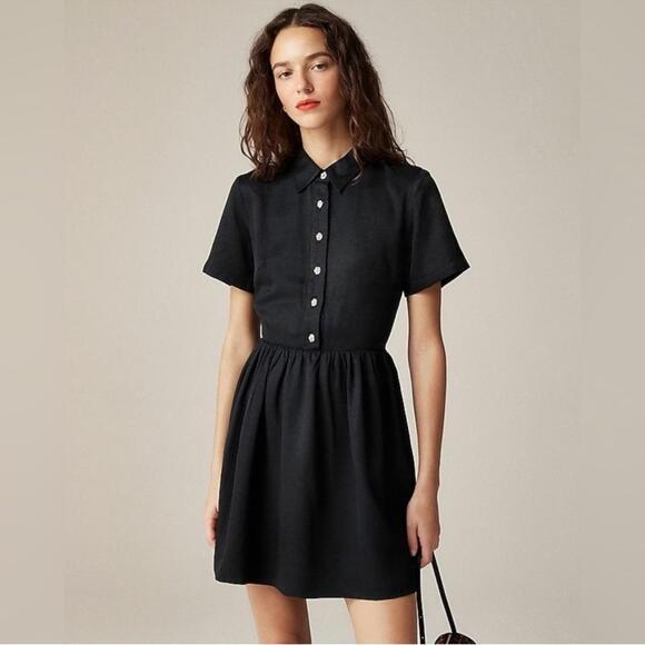 J.CREW Collection Black Jewel Button Shirt Dress Size 10 -  threedaughtersproperties.com